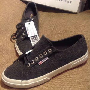 Superga Women's Grey Wool Sneakers 35